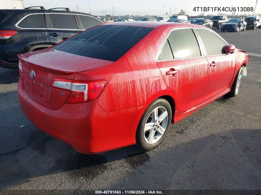 2012 Toyota Camry Se VIN: 4T1BF1FK4CU613088 Lot: 40791043