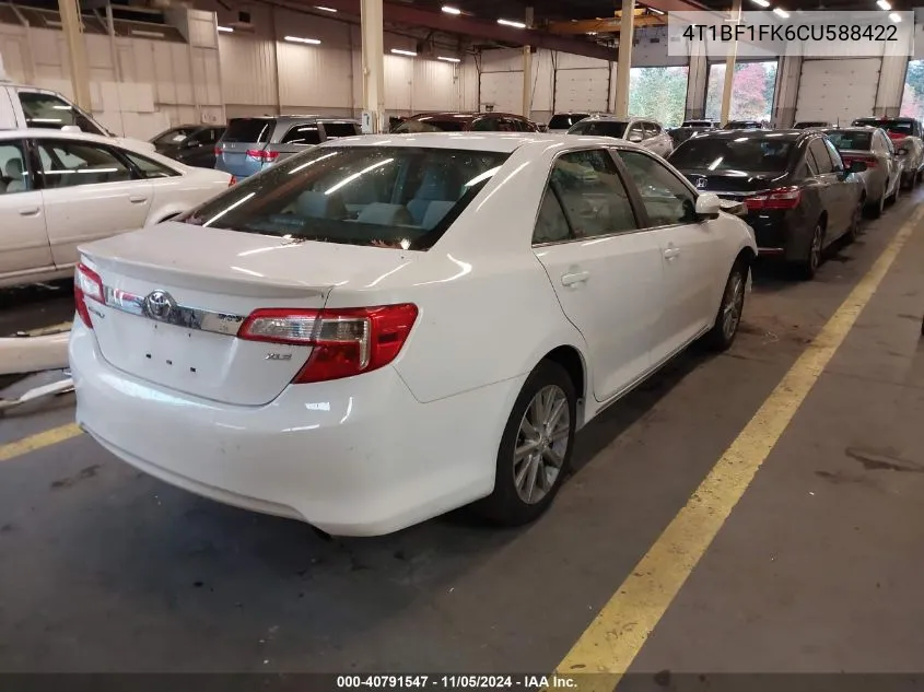 2012 Toyota Camry Xle VIN: 4T1BF1FK6CU588422 Lot: 40791547