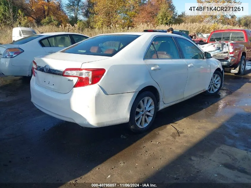 2012 Toyota Camry Xle VIN: 4T4BF1K4CR271261 Lot: 40795857