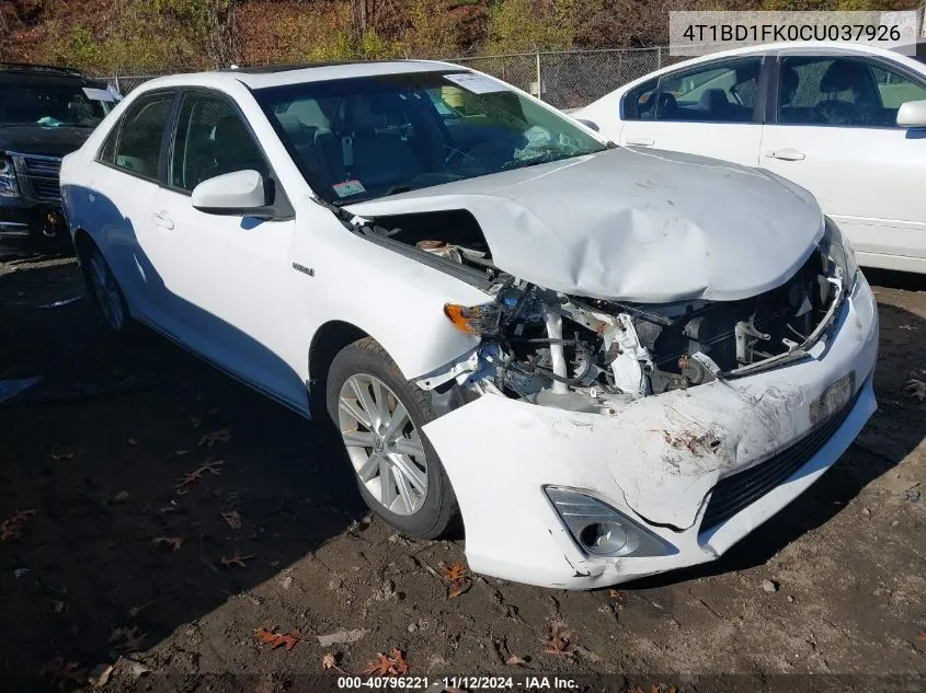 2012 Toyota Camry Hybrid Xle VIN: 4T1BD1FK0CU037926 Lot: 40796221