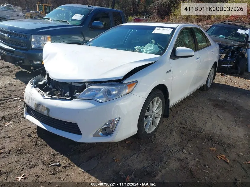 2012 Toyota Camry Hybrid Xle VIN: 4T1BD1FK0CU037926 Lot: 40796221