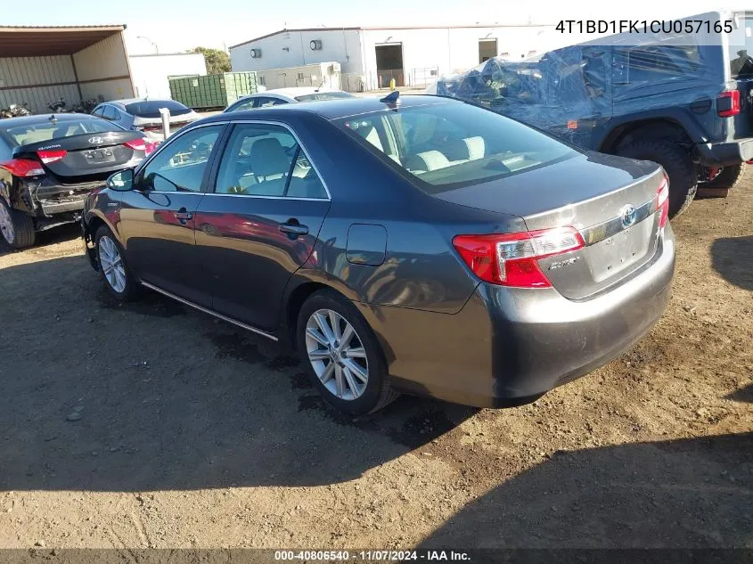 2012 Toyota Camry Hybrid Xle VIN: 4T1BD1FK1CU057165 Lot: 40806540