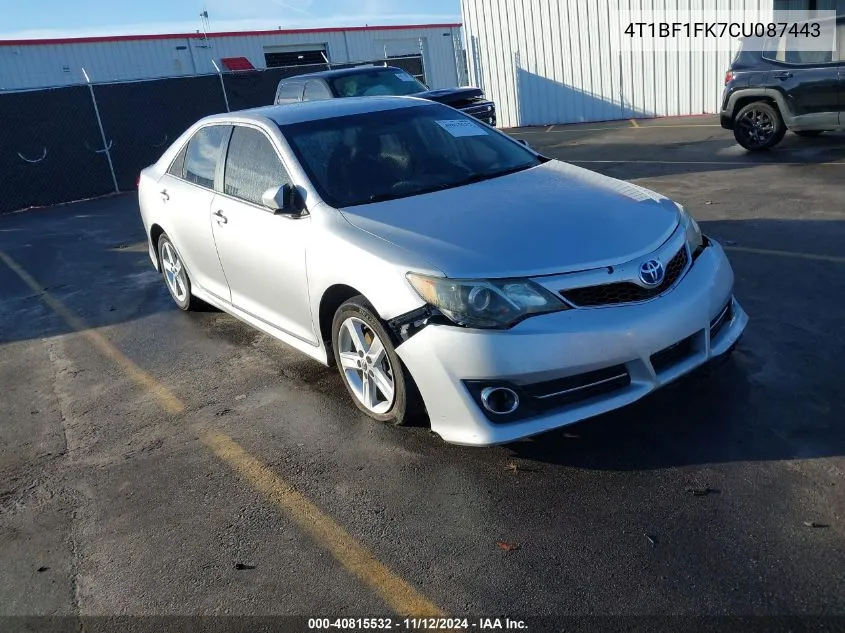 2012 Toyota Camry Se VIN: 4T1BF1FK7CU087443 Lot: 40815532