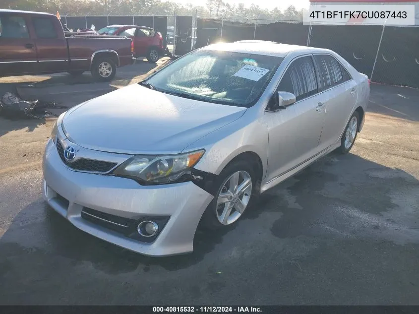 2012 Toyota Camry Se VIN: 4T1BF1FK7CU087443 Lot: 40815532