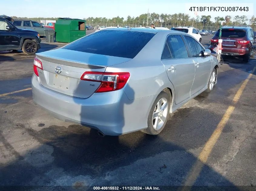 2012 Toyota Camry Se VIN: 4T1BF1FK7CU087443 Lot: 40815532