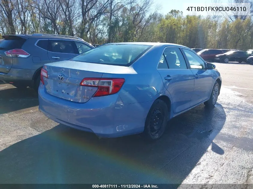 2012 Toyota Camry Hybrid Le VIN: 4T1BD1FK9CU046110 Lot: 40817111