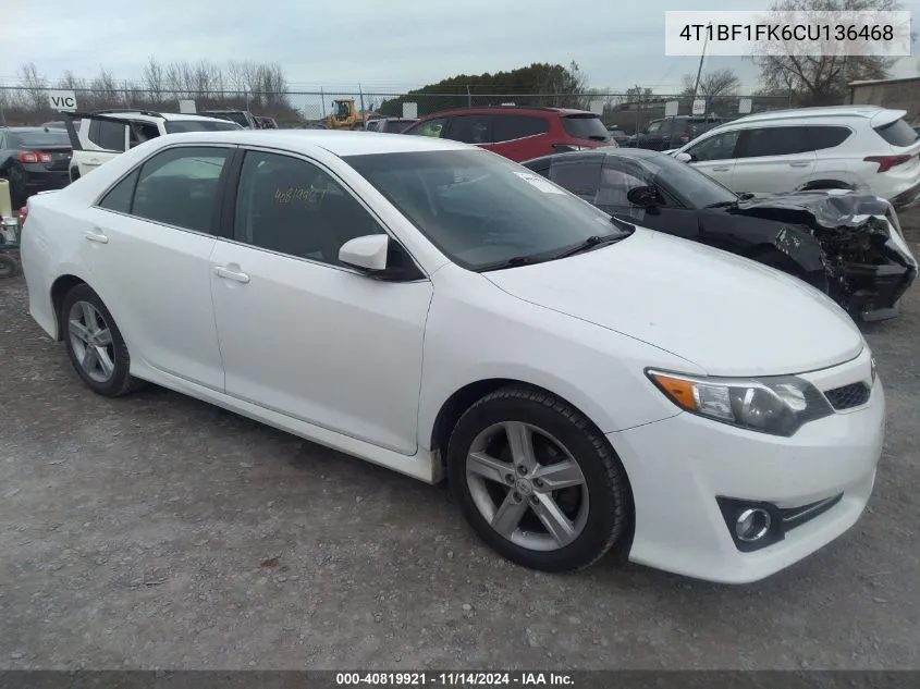 2012 Toyota Camry Se VIN: 4T1BF1FK6CU136468 Lot: 40819921