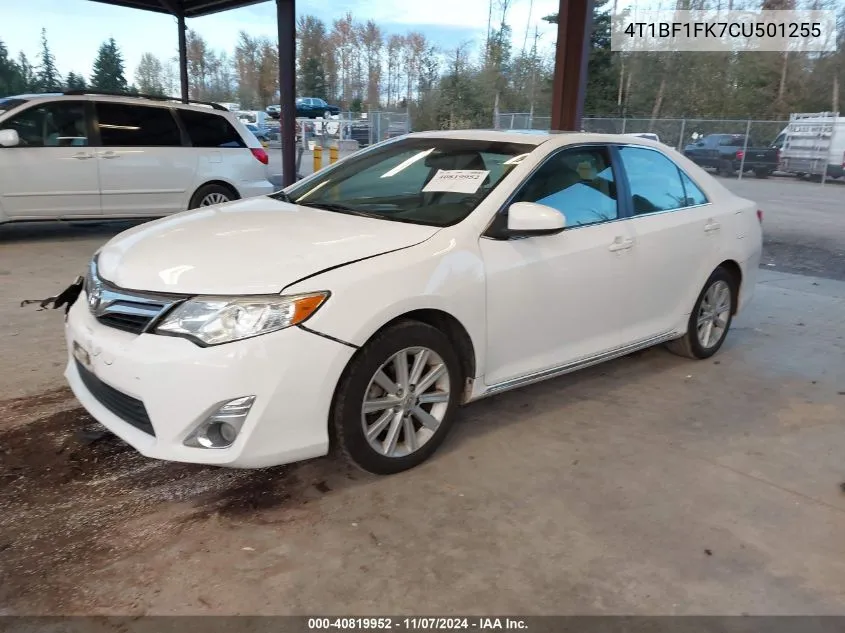 2012 Toyota Camry Xle VIN: 4T1BF1FK7CU501255 Lot: 40819952