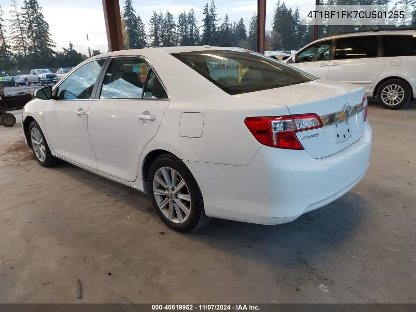 2012 Toyota Camry Xle VIN: 4T1BF1FK7CU501255 Lot: 40819952