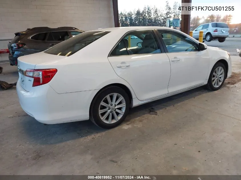 2012 Toyota Camry Xle VIN: 4T1BF1FK7CU501255 Lot: 40819952