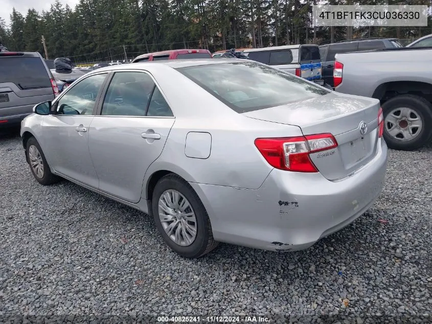 2012 Toyota Camry Le VIN: 4T1BF1FK3CU036330 Lot: 40825241