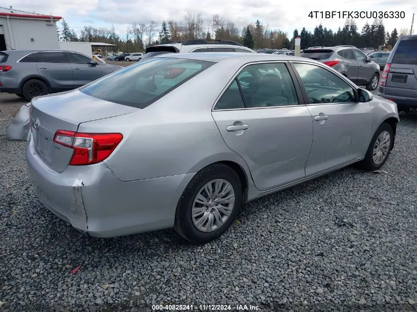 2012 Toyota Camry Le VIN: 4T1BF1FK3CU036330 Lot: 40825241