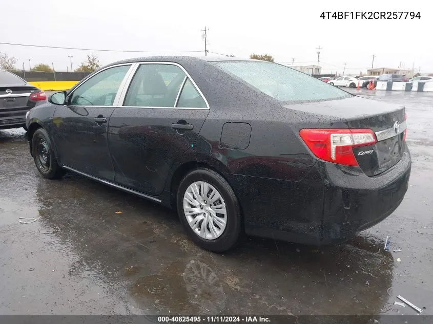 2012 Toyota Camry Le VIN: 4T4BF1FK2CR257794 Lot: 40825495