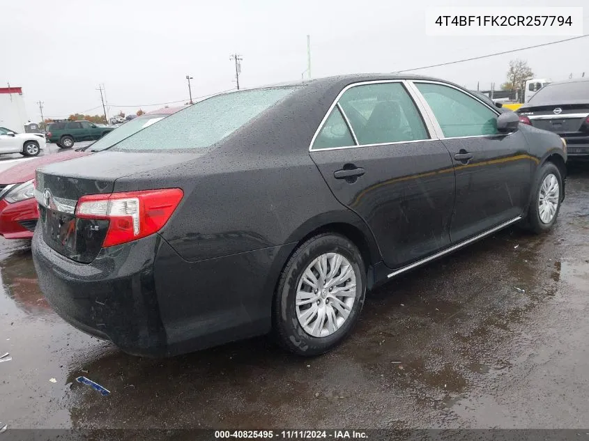 2012 Toyota Camry Le VIN: 4T4BF1FK2CR257794 Lot: 40825495