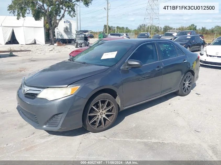 2012 Toyota Camry Le VIN: 4T1BF1FK3CU012500 Lot: 40827497