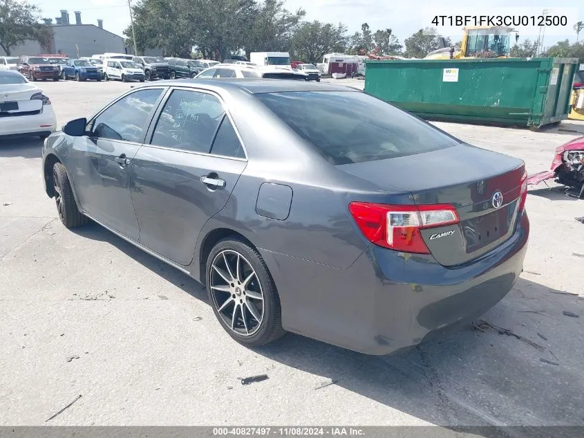 2012 Toyota Camry Le VIN: 4T1BF1FK3CU012500 Lot: 40827497