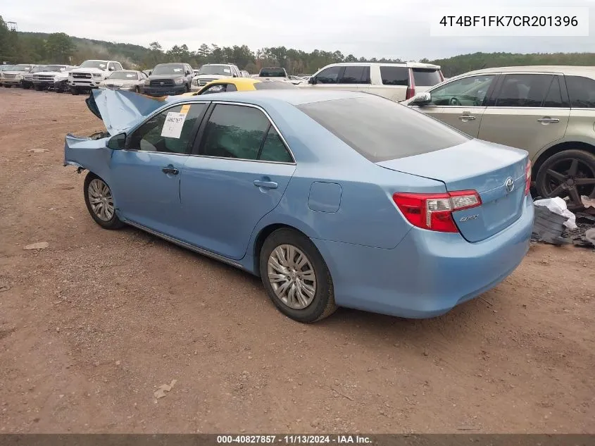 2012 Toyota Camry Le VIN: 4T4BF1FK7CR201396 Lot: 40827857