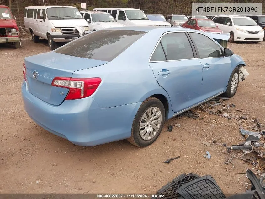 2012 Toyota Camry Le VIN: 4T4BF1FK7CR201396 Lot: 40827857