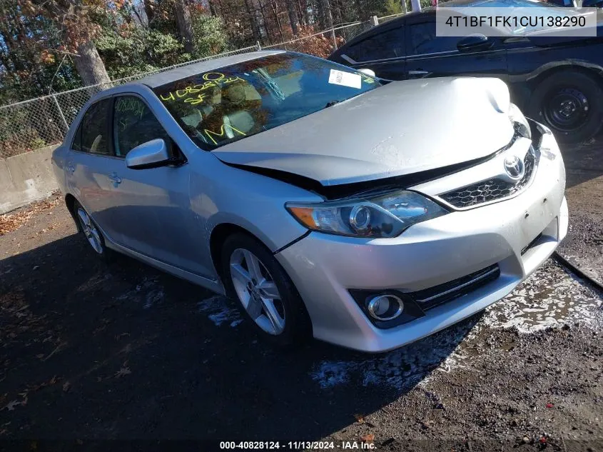 2012 Toyota Camry Se VIN: 4T1BF1FK1CU138290 Lot: 40828124