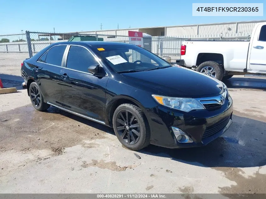 2012 Toyota Camry L/Le/Se/Se Limited Edition/Xle VIN: 4T4BF1FK9CR230365 Lot: 40828291