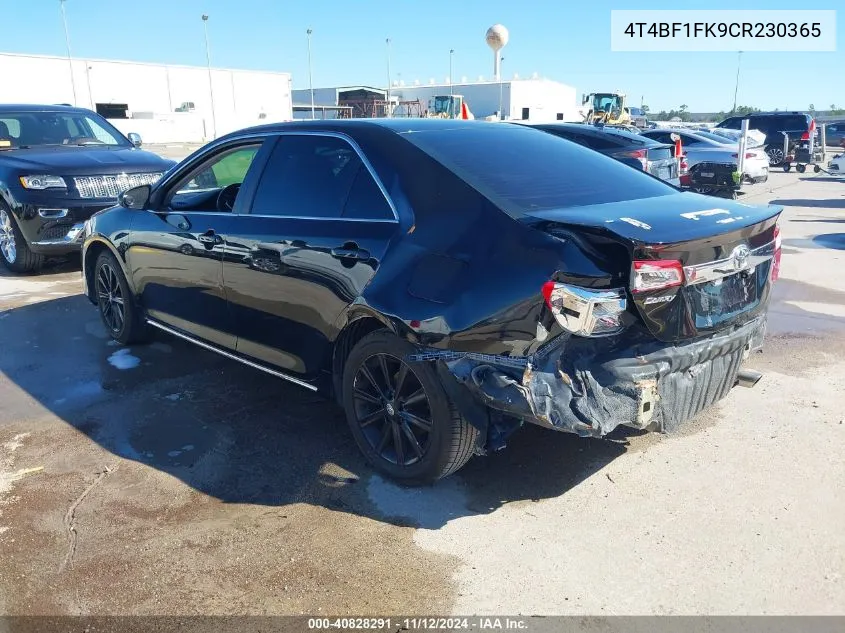 2012 Toyota Camry L/Le/Se/Se Limited Edition/Xle VIN: 4T4BF1FK9CR230365 Lot: 40828291