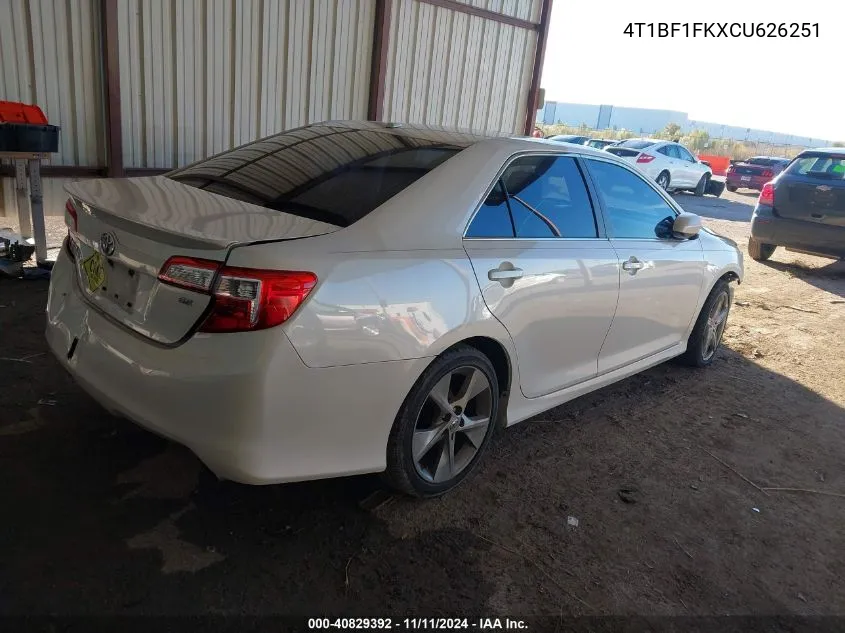 2012 Toyota Camry Se Limited Edition VIN: 4T1BF1FKXCU626251 Lot: 40829392