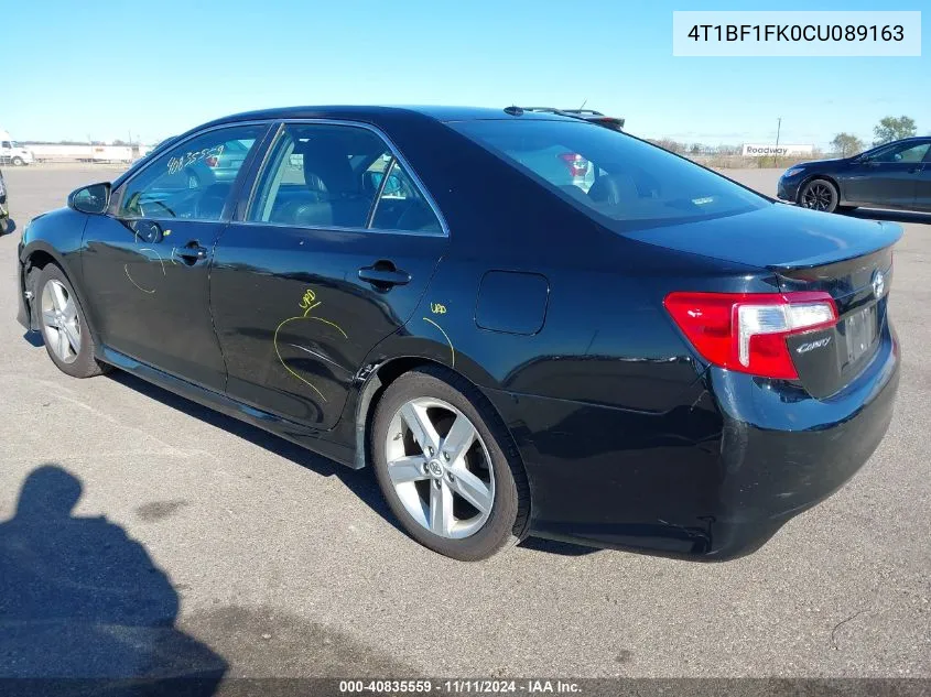 2012 Toyota Camry Se VIN: 4T1BF1FK0CU089163 Lot: 40835559