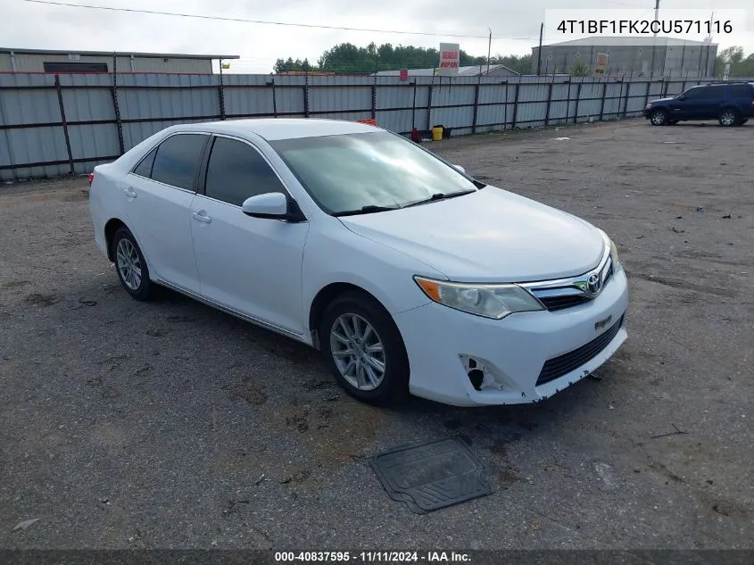 2012 Toyota Camry Le VIN: 4T1BF1FK2CU571116 Lot: 40837595