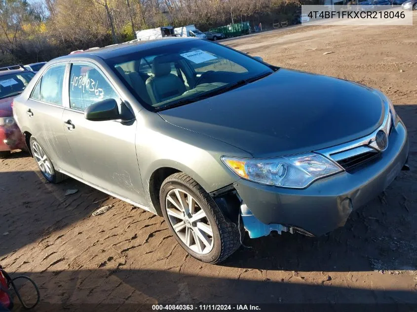 2012 Toyota Camry Xle VIN: 4T4BF1FKXCR218046 Lot: 40840363