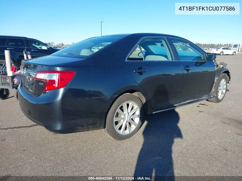 2012 Toyota Camry Xle VIN: 4T1BF1FK1CU077586 Lot: 40842388