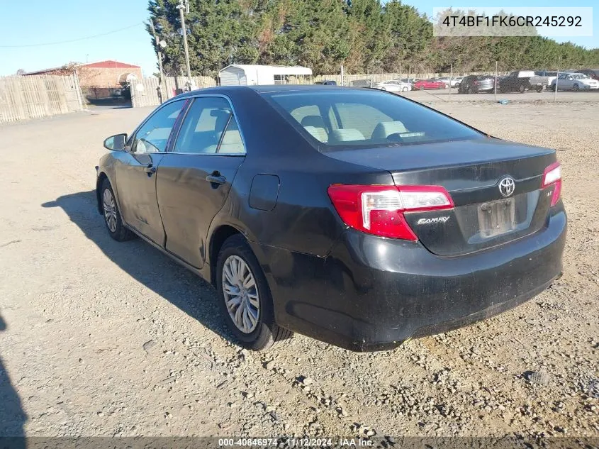 2012 Toyota Camry Le VIN: 4T4BF1FK6CR245292 Lot: 40846974