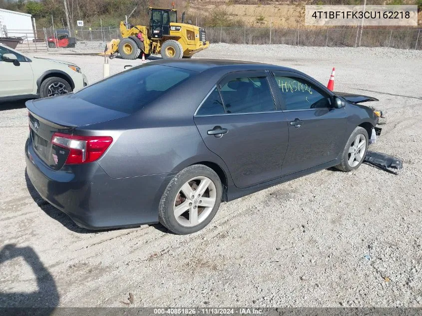 2012 Toyota Camry Se VIN: 4T1BF1FK3CU162218 Lot: 40851826