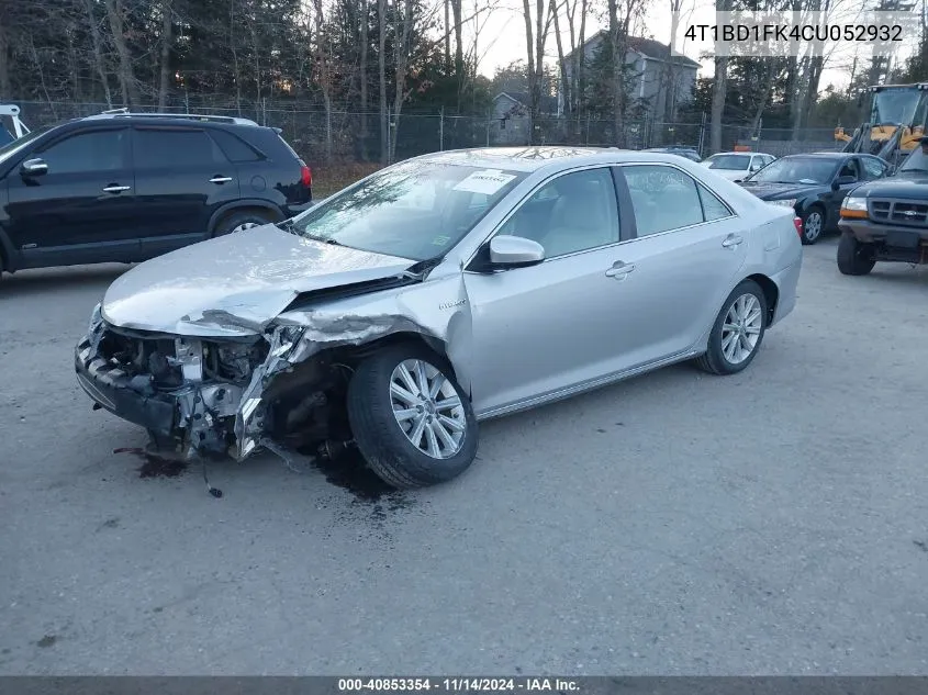 2012 Toyota Camry Hybrid Xle VIN: 4T1BD1FK4CU052932 Lot: 40853354