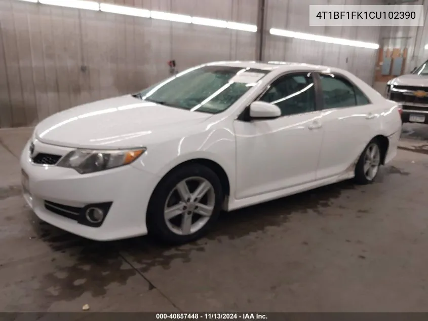 2012 Toyota Camry Se VIN: 4T1BF1FK1CU102390 Lot: 40857448