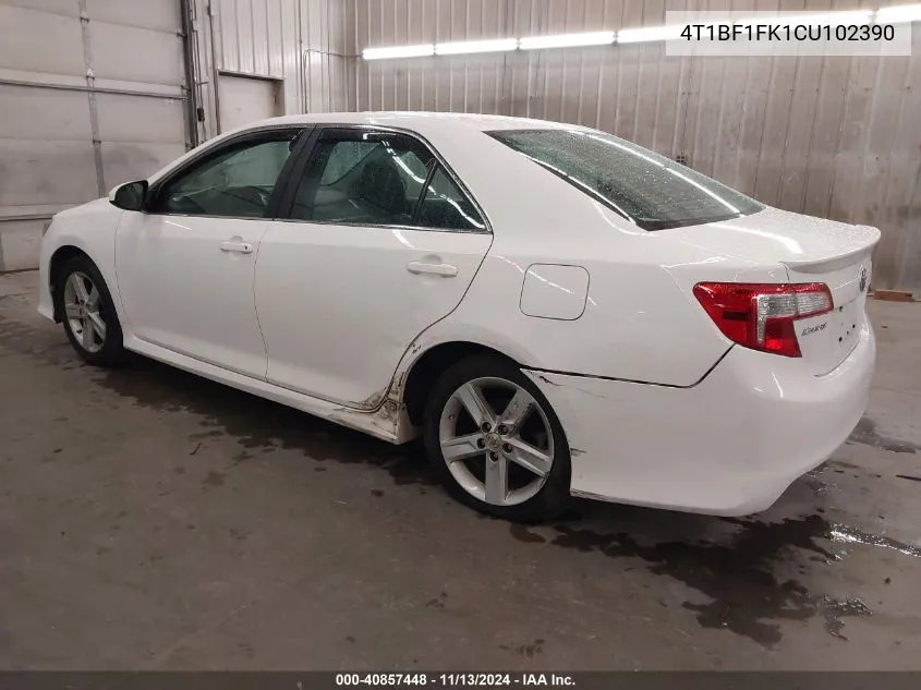 2012 Toyota Camry Se VIN: 4T1BF1FK1CU102390 Lot: 40857448