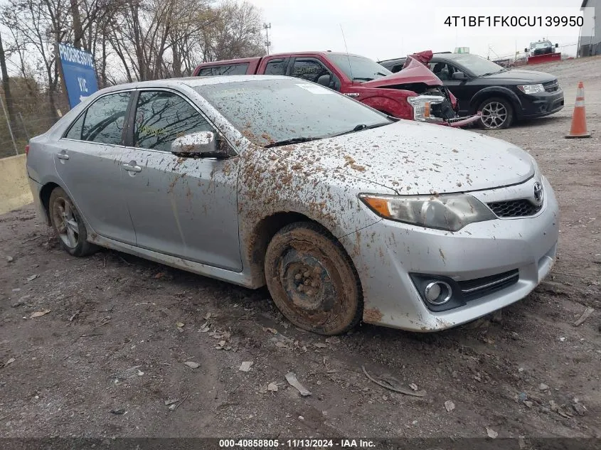 2012 Toyota Camry Se VIN: 4T1BF1FK0CU139950 Lot: 40858805