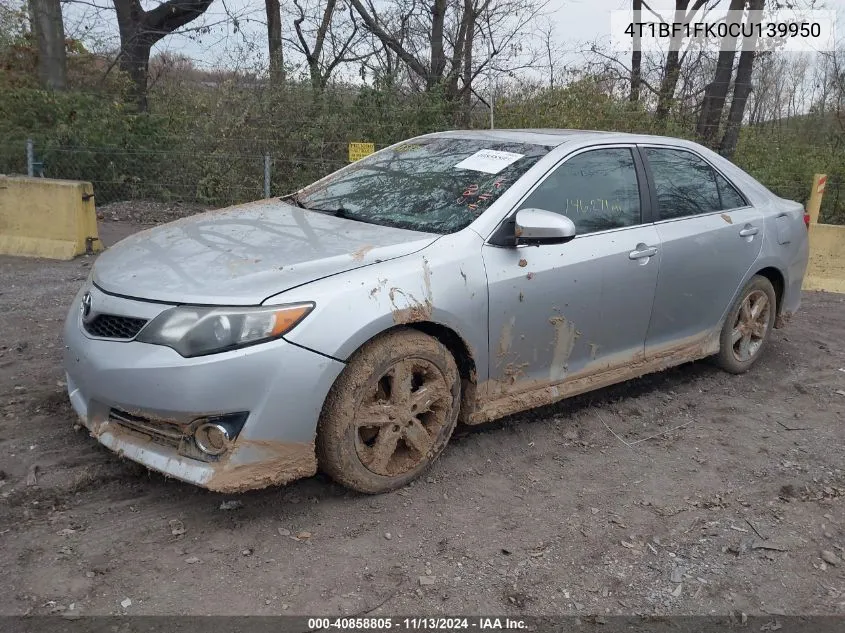 2012 Toyota Camry Se VIN: 4T1BF1FK0CU139950 Lot: 40858805