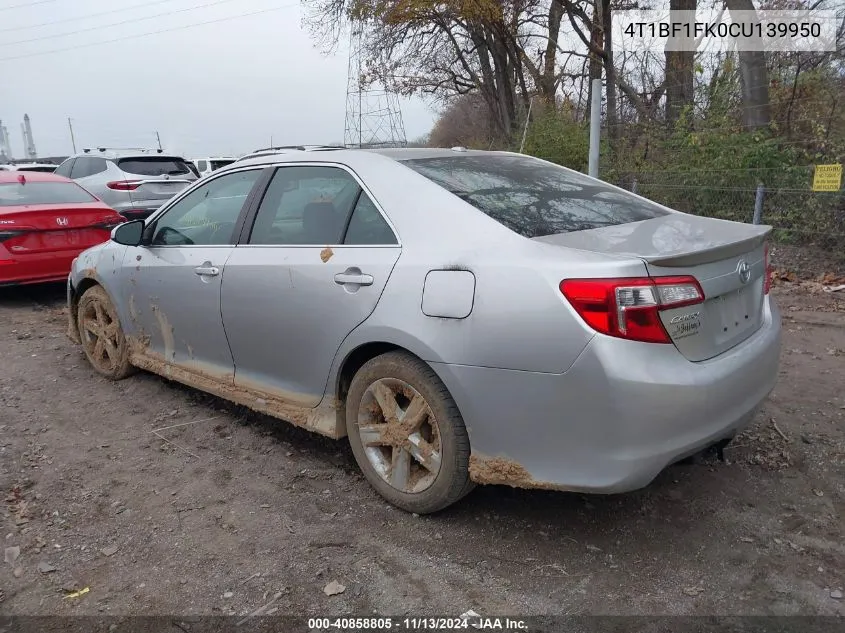 2012 Toyota Camry Se VIN: 4T1BF1FK0CU139950 Lot: 40858805