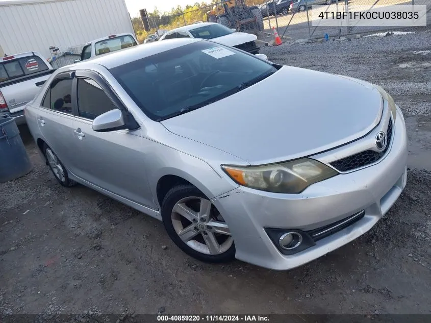 2012 Toyota Camry Se VIN: 4T1BF1FK0CU038035 Lot: 40859220