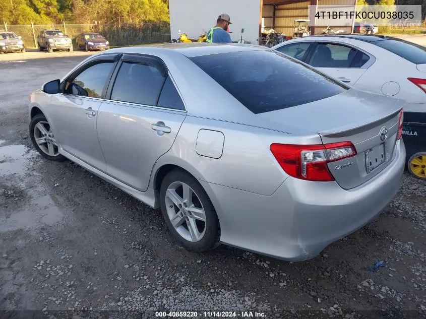 2012 Toyota Camry Se VIN: 4T1BF1FK0CU038035 Lot: 40859220