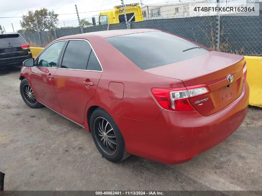 2012 Toyota Camry Le VIN: 4T4BF1FK6CR162364 Lot: 40862481