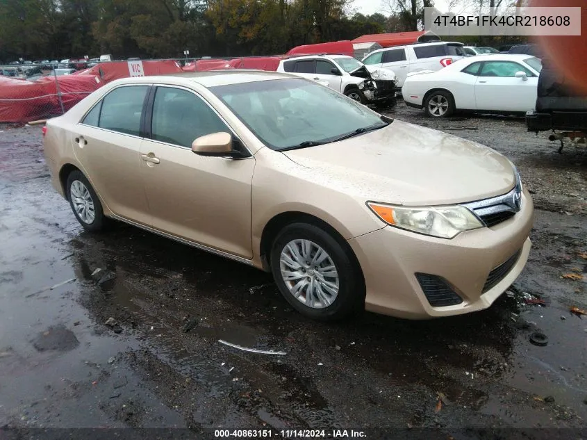 2012 Toyota Camry Le VIN: 4T4BF1FK4CR218608 Lot: 40863151