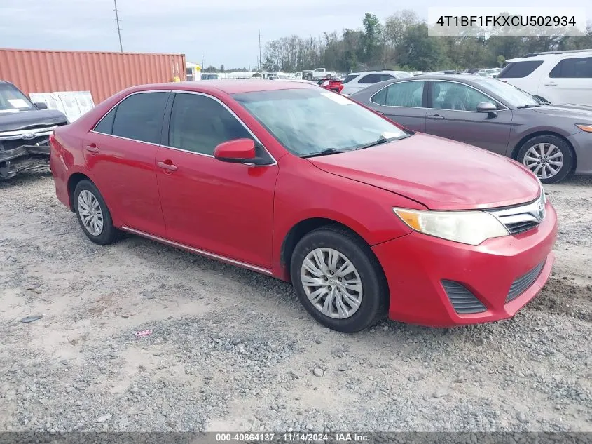 2012 Toyota Camry Le VIN: 4T1BF1FKXCU502934 Lot: 40864137