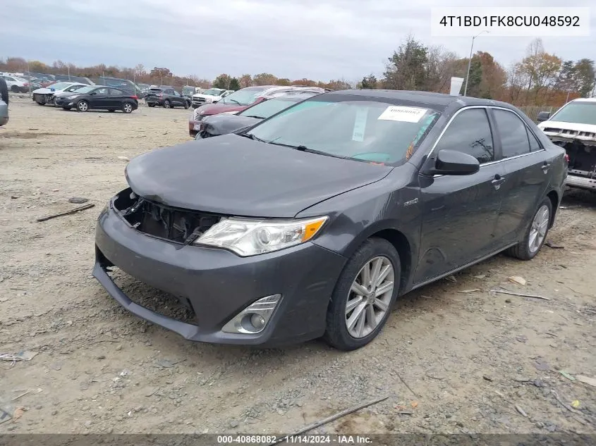 2012 Toyota Camry Hybrid Xle VIN: 4T1BD1FK8CU048592 Lot: 40868082