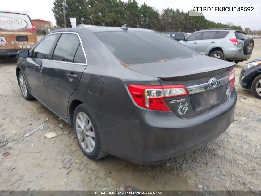 2012 Toyota Camry Hybrid Xle VIN: 4T1BD1FK8CU048592 Lot: 40868082