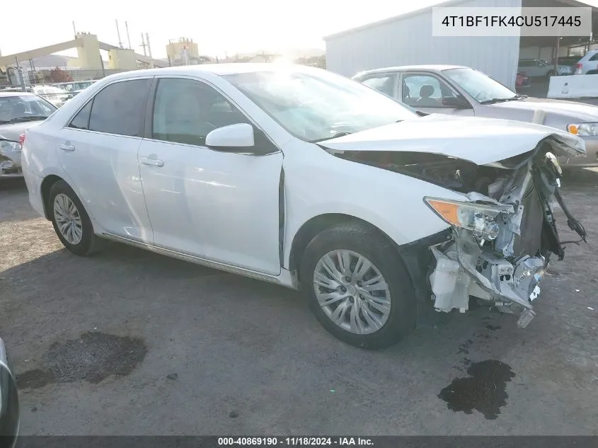 2012 Toyota Camry Le VIN: 4T1BF1FK4CU517445 Lot: 40869190