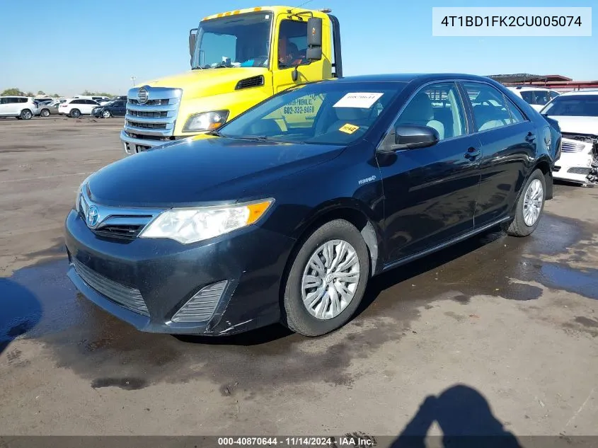 2012 Toyota Camry Hybrid Le VIN: 4T1BD1FK2CU005074 Lot: 40870644