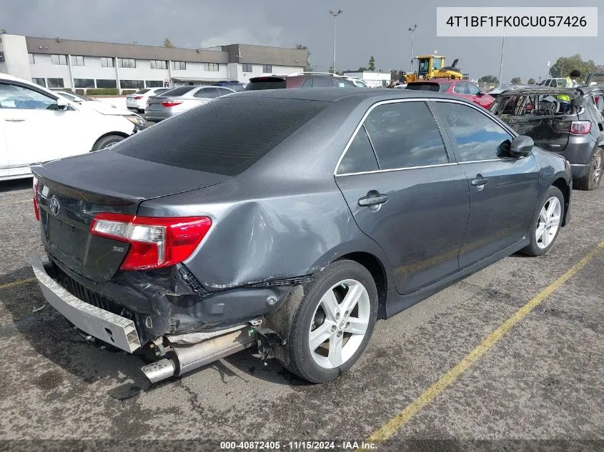 2012 Toyota Camry Se VIN: 4T1BF1FK0CU057426 Lot: 40872405