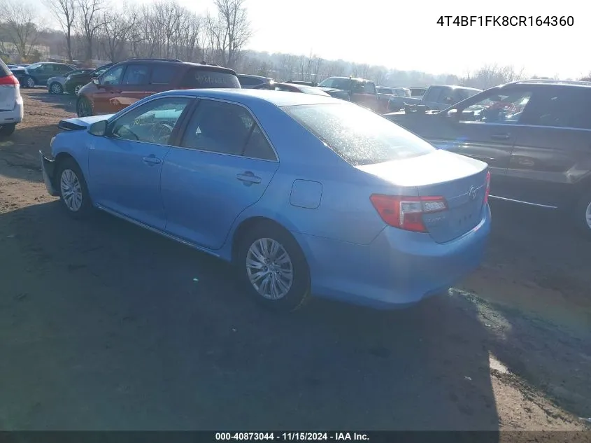 2012 Toyota Camry Le VIN: 4T4BF1FK8CR164360 Lot: 40873044