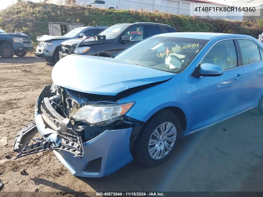 2012 Toyota Camry Le VIN: 4T4BF1FK8CR164360 Lot: 40873044